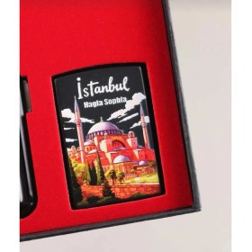 Resim Fagena Store Mavi Jet Alevli Çakmak Sigara Tabakası Kutulu Set 