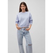Resim Mavi Basic Kadın Crop Sweatshirt (M1611147-85385) 