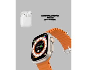 Resim Narnuga Watch 9 Max Akıllı Saat Seti 2 Kordonlu Kablosuz Kulaklık Hediyeli 