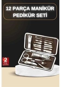 Resim Mey İthalat 12 Parça Manikür Pedikür Seti Özel Deri Çanta El Ayak Bakımı Akne Ve Sivilce Temizleme 