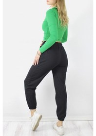 Resim Bel ve Paça Lastikli Eşofman Altı Siyah - 1234.1708 Çok Renkli 