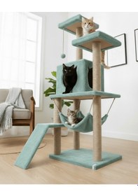 Resim Reyo Pet S9 Kedi Tırmalama Kulesi Platformlu 124 Cm Turkuaz 