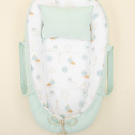 Resim Babynest ve Yastık - Çift Taraflı - Su Yeşili Muslin - Su Yeşili Güneş 