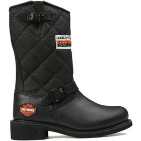 Resim Harley Davidson Siyah Kadın Çizmesi 025G100071-Black-Derı 