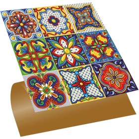 Resim Kendinden Yapışkanlı Fayans Karnaval Karo Desenli Pvc Karo 30X30 cm (33 Adet) 3m2 