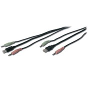 Resim ASSMANN AK 82201 KVM Switch için Ses + USB Kablo Seti, 2 x 3,5 mm Erkek; USB A Erkek &lt;-&gt; 2 x 3,5 mm Erkek; USB B Erkek, siyah renk, 1,80 metre 