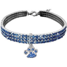 Resim Soulader Kedi Tasması Kristal Inci Mavi Renk Şık Ve Rahat Boyun Tasma 