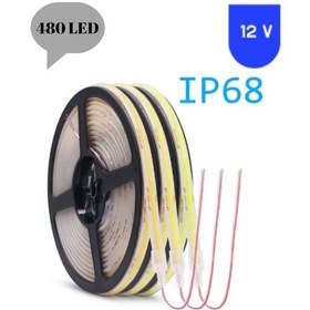 Resim 12 Volt 8 Mm 480 Ledli Esnek Cob Şerit Mavi Dış Mekan Ip68 5 Metre 