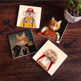 Resim Patili Ekselanslar, Kirpi, Koala Taş Bardak Altlığı Seti - 4 Parça - Dekoratif, Rustik Mutfak Aksesuarı, 10x10 cm, Kaydırmaz Tabanlı, Şık ve Dayanıklı SC278 