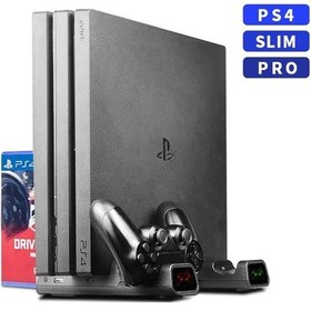Resim Veri Kurbağa Dikey Soğutma Fanı Ps4 İçin Standı/ps4 İnce/ps4 Pro Konsolu Çift With Led 