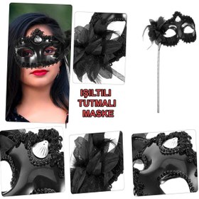 Resim Go İthalat Siyah Işıltılı Tutmalı Fotoğraf Çekimi Maskesi 18x29 cm (5224) 