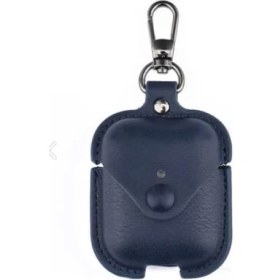 Resim Airpods 1 ve 2.nesil Ile Uyumlu Deri Koruyucu Kılıf, Tpu Deri 1-2 Uyumlu Kılıf (Lacivert) 