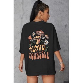 Resim Nemere Baskılı Oversize T-Shirt - Siyah 