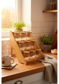 Resim Bernardo Liora 9'lu Katlı Baharatlık Seti 3 Katlı Bambu 