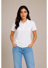 Resim Efnaz Style 2li Polo Yaka Pike Kumaş Düğmeli Basic Tişört Günlük Rahat Kesim - Beyaz, Pembe Çok renkli 