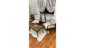 Resim Modern Style Home Modern Levent Balkon, Bahçe, Cafe - Metal Kanepe Koltuk Takımı - 2 Tekli + Sehpa 