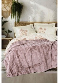 Resim Trim Çift Kişilik Kürk Battaniyeli Nevresim Takımı Suave Pudra Pembe 