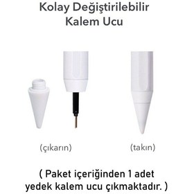 Resim Apple Uyumlu iPad Pro 12.9 5. Nesil 2021 Active Stylus Özel Yazı / Çizim Kalemi Palm Rejection Dokunmatik Kalem 