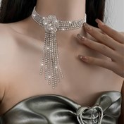 Resim 1 adet Lüks Püskül Gül Çoker Kolye Kadınlar için, Taşlı Süslemeli, Alaşım, Sevgililer Günü, Partiler, Düğünler, Gelinler için Mükemmel - Hediye Hazır Mücevher 