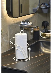 Resim Bej Kuğu Kağıt Rulo Havluluk, Peçetelik Mutfak Banyo Çocuk Yatak Odası Aksesuar - Metal Paslanmaz Beyaz 