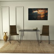 Resim Pasific Home Sandalf Metal Ayaklı Mutfak Masası Kare 90x90 Siyah Mermer 