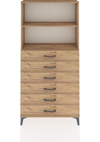 Resim Arges Dolap 2 Raflı 6 Çekmeceli 88x30x182 Çam-çam Çam 