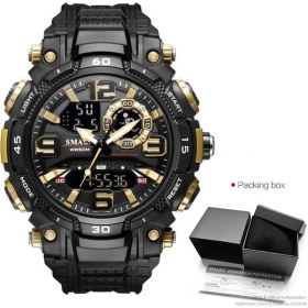 Resim Hanyang Siyah Altın Kutu Smael Su Geçirmez Spor Dijital Izle Erkekler Aydınlık Kronograf Kuvars Izle Elektronik Çift Zamanlı Kron Izle Часы Мужские Relogio (Yurt Dışından) 