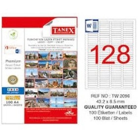 Resim Tanex Tw-2096 43.2X8.5MMx100Ad. Lazer Yazıcı Etiketi 
