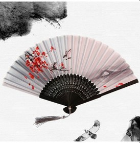 Resim Wezone Doğu Desenli İpekli Bambulu Klap Fan - Zevkli Ve Fonksiyonel - 25 Gr Hafif - Nikah, Parti, Gösteri İçin 