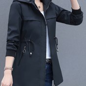 Resim Kadınlar için Orta Boy Günlük Rüzgarlık Ceket - Fermuarlı Cepli Hafif Siyah Mont, Bahar/Sonbahar İçin Rahat Kesim, Elde Yıkanabilir Dış Giyim, Dayanıklı Kumaş 