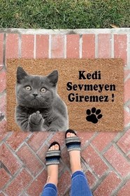 Resim Monnhein Kedi Sevmeyen Giremez Kapı Önü Paspası Dekoratif Kapı Paspası Dış Mekan Paspas Ev Içi Paspası 45x70cm 
