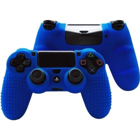 Resim Cosmostech Ps4 Controller Joystick Oyun Kolu Gamepad Uyumlu - Silikon Koruyucu cover Mavi 