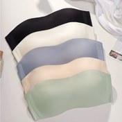 Resim 5'lü Straplez Bandeau Bras, Orta Destek, Poliamid %80 ve Elastan %20, Düz Renk, Çıkarılabilir Dolgu Yok, Örgü Kumaş, 160gsm, Parti Giyim için Görünmez Kablosuz Bralette 