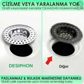 Resim 2'li 304 Kalite Paslanmaz Çelik Lavabo Süzgeci | Tıkanıklık Önleyici Gider Filtresi Seti 