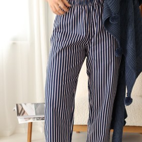 Resim Ritmo Pamuk Saten Unisex Ev Pantolonu Indigo - XS 