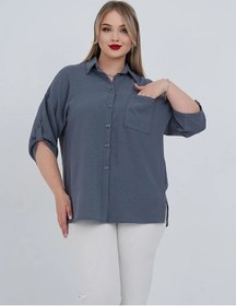 Resim Moonluk Büyük Beden Günlük Gömlek 391060912 Gri 