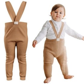 Resim Mama Yoyo Askılı Triko Bebek Taytı %100 Organik Pamuk Bej - Bej / 6-12 Ay 