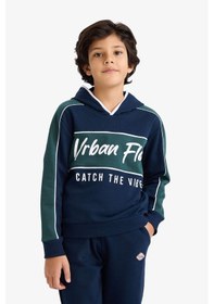 Resim Defacto Erkek Çocuk 2li Takım Kapüşonlu Baskılı Sweatshirt Eşofman Altı G5354a825wnnv256 Lacivert-nv256 