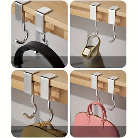 Resim 10 Adet Paslanmaz Çelik Masa Kancası - 360° Dönebilir, Kolay Kurulum ve Söküleme Özellige sahip öğrenci sirtanlari için masa çekmeceleri asiliclar we yurt bag tutucular, çaanta askisiyi, ćantasi depolama cozulumiyiň biri mekan tasmaq ücün kullanişli dizaýn 