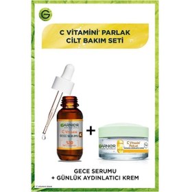 Resim Garnier C Vitamini Süper Aydınlatıcı Gece Serumu 30 ML + C Vitamini Parlak Günlük Aydınlatıcı Krem 50 ML 