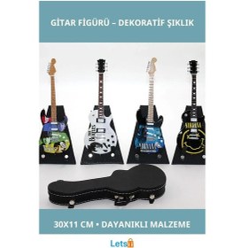 Resim Şık Çantalı Gitar Figürü Müzik Severler İçin Dekoratif Aksesuar 1 Adet 