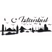 Resim Istanbul Silueti Temalı (Oto-Motor-Laptop-Duvar-Dekor) (Tip 2) 20 x 8 cm 