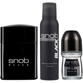 Resim Snob Erkek Black 3 lü Set 100 ml Edt Parfüm + 150 ml Deodorant + 50 ml Deo Roll on 