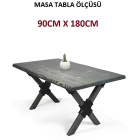 Resim Mobenta Doğal Ağaç Masif Kütük Masa Yemek Masası 90cm X 180cm ( Ağaç Ayak ) 