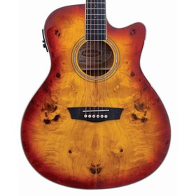 Resim Washburn Deep Forest Burl Ace Amber Fade Elektro Akustik Gitar 