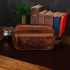 Resim Hakiki Deri Erkek El Çantası / Dopp Kit 