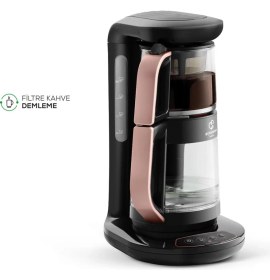 Resim Karaca Wifi Özellikli Android - Ios Uyumlu Çaysever Robotea 3 In 1 Konuşan Otomatik Cam Çay Makinesi Su Isıtıcı ve Filtre Kahve Demleme Makinesi 2500W Rosegold 