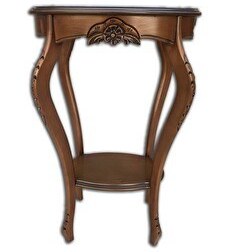 Resim Bengi Ticaret Fiskos Çiçeklik 12568 Oyma Oval Model Kayın Ayak Parlak Ceviz Mdf Tabla El Yapım 