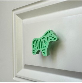 Resim Pomerol Yeşil Zebra Dolap Kulpu - Çocuk Odası, Mutfak Ve Banyo İçin Sevimli Ve Dayanıklı Mobilya Kulp D 