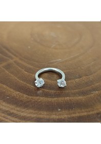 Resim Aya Tasarım Gümüş Renk Zirkon Taşlı Yarım Halka Helix/kıkırdak Piercing Gümüş 